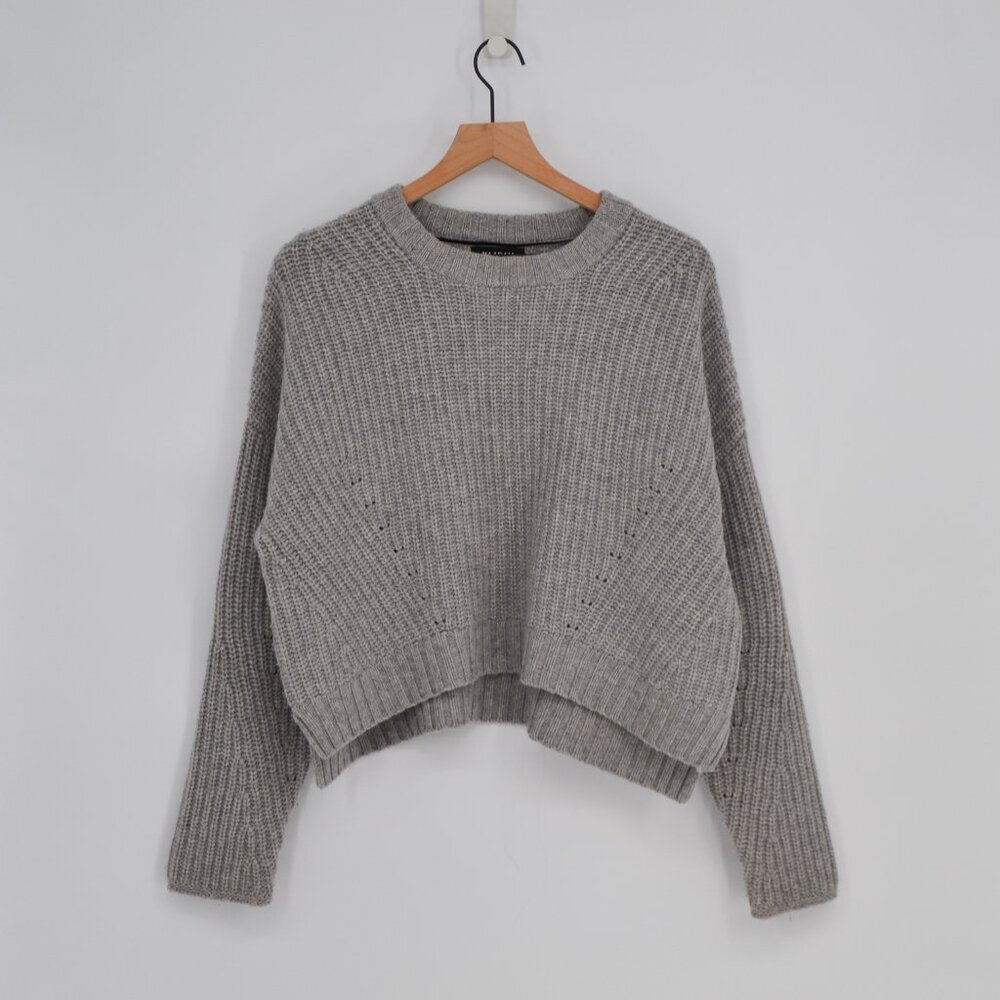NAADAM Wool Cashmere Crewneck Sweater Gray Women's S Ribbed Chunky Knit Pullover